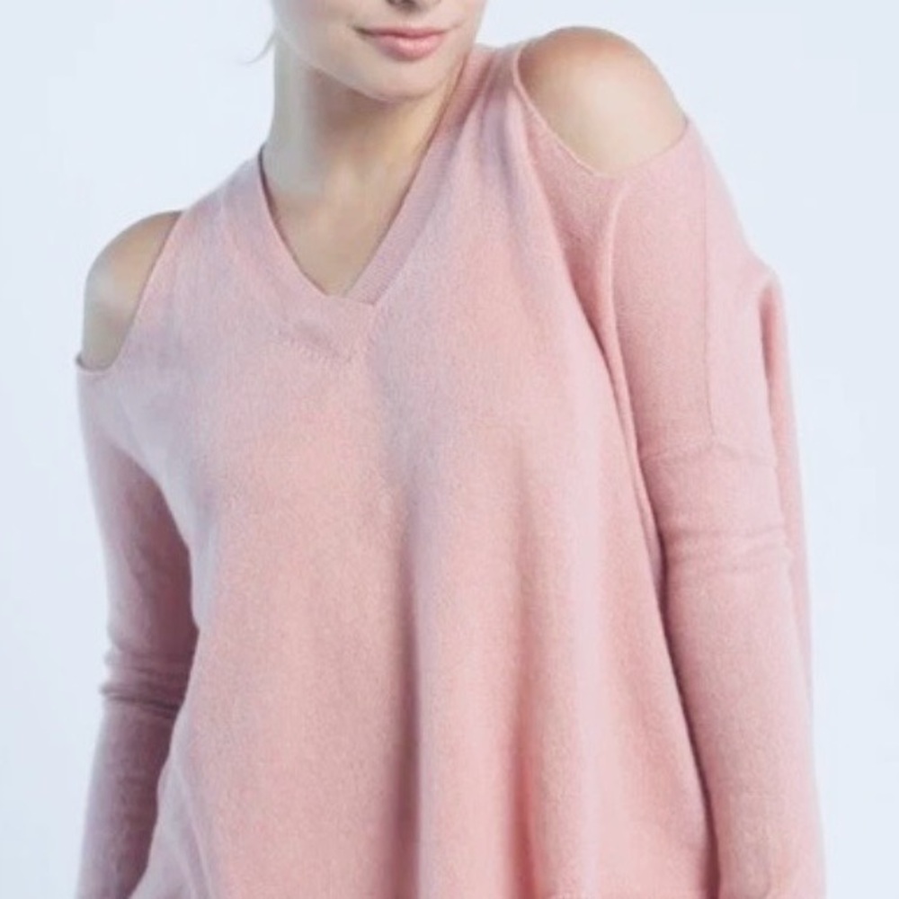 Saks Fifth Avenue cashmere and wool cold shoulder V-neck sweater